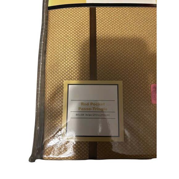 Veratex Vienna 84" Rod Pocket Curtain Panel Gold Diamond Texture Polyester - Picture 2 of 5